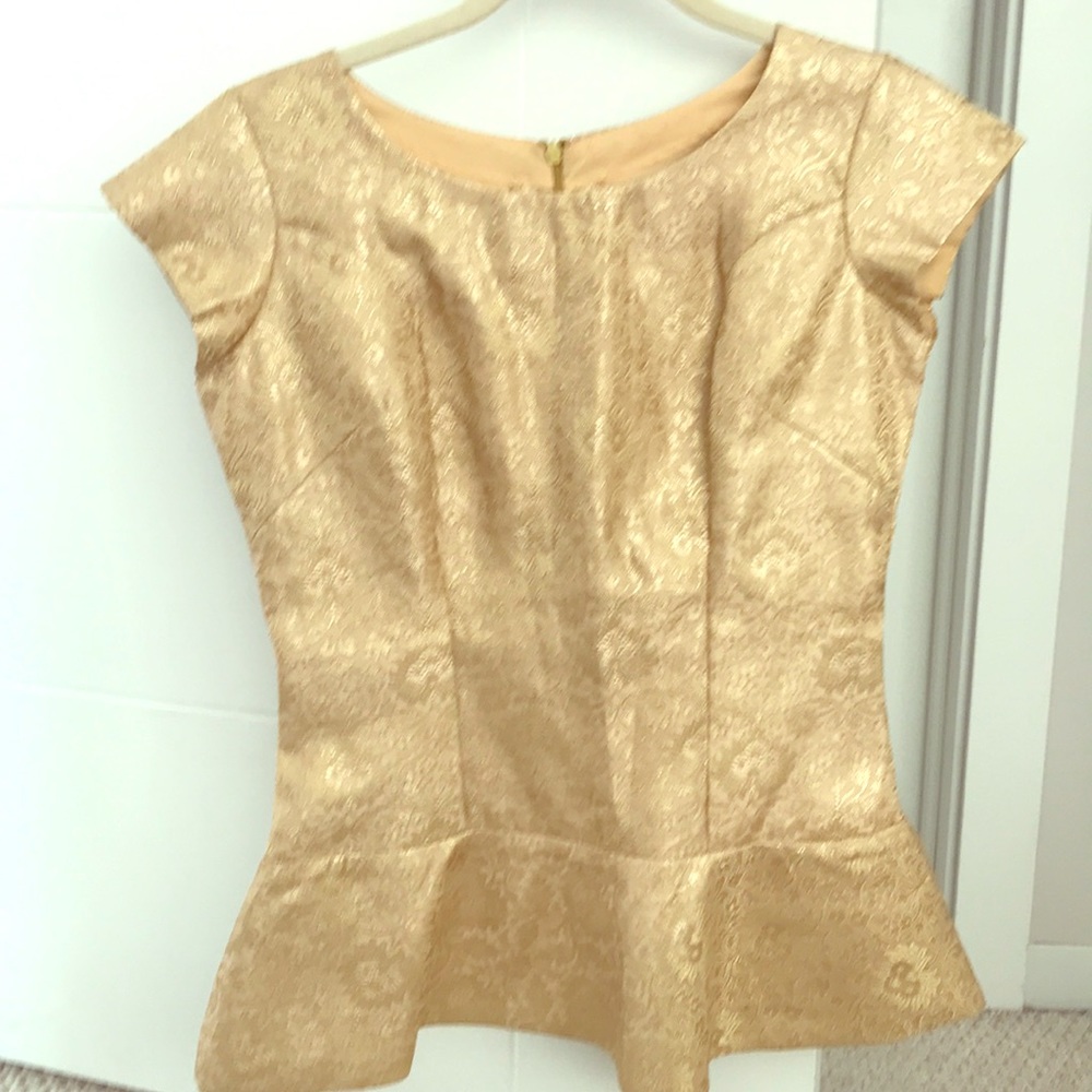 Gold pure brocade silk peplum top